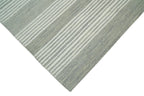 Modern Stripes Pattern Grey and Ivory Hand Tufted Wool Area Rug