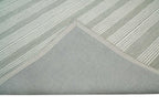 Modern Stripes Pattern Grey and Ivory Hand Tufted Wool Area Rug