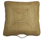 Modern Style Hand Braided Gold Jute Square Pouf