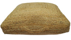 Modern Style Hand Braided Gold Jute Square Pouf