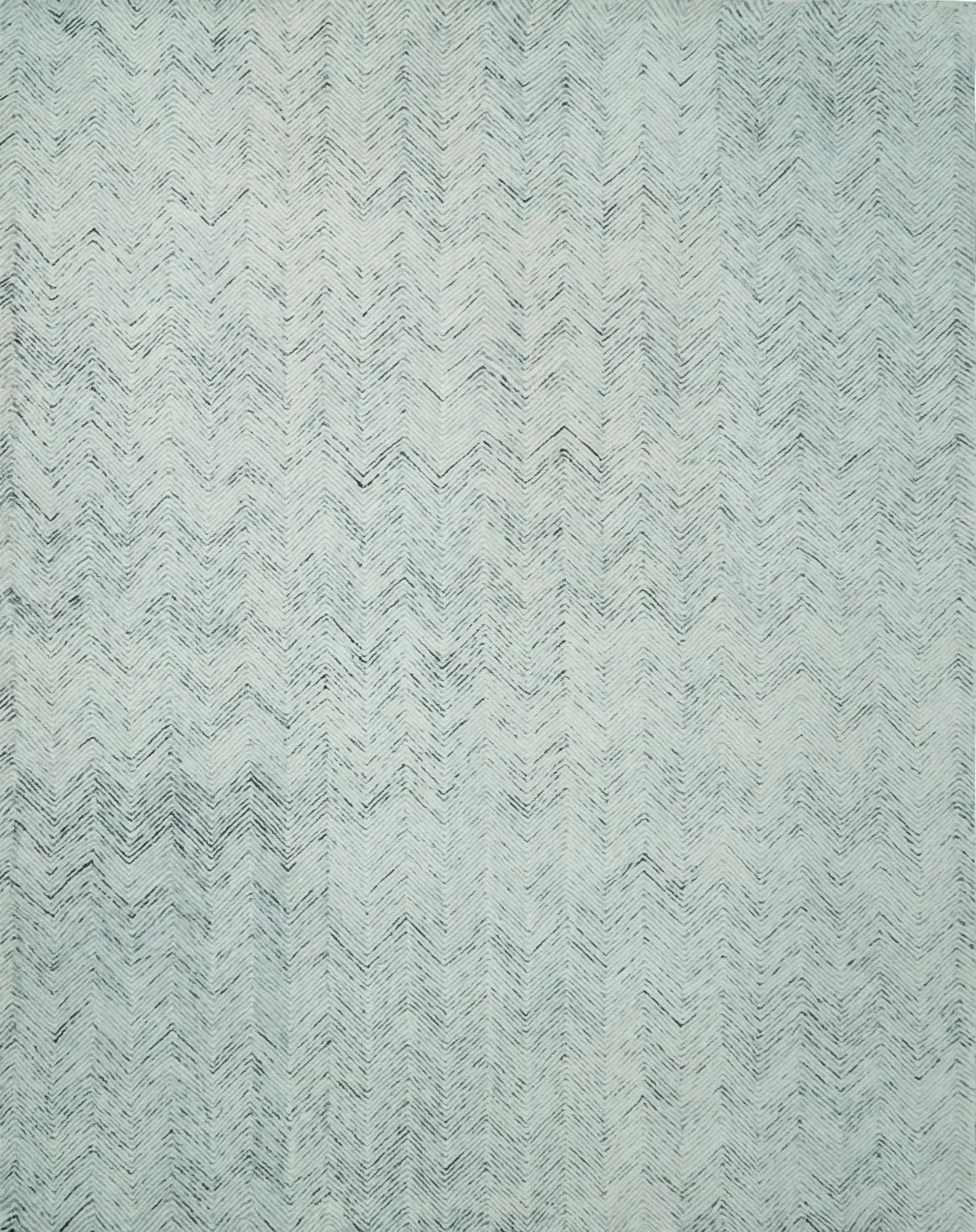 Modern Style Hand Tufted Blue and Ivory Area Rug