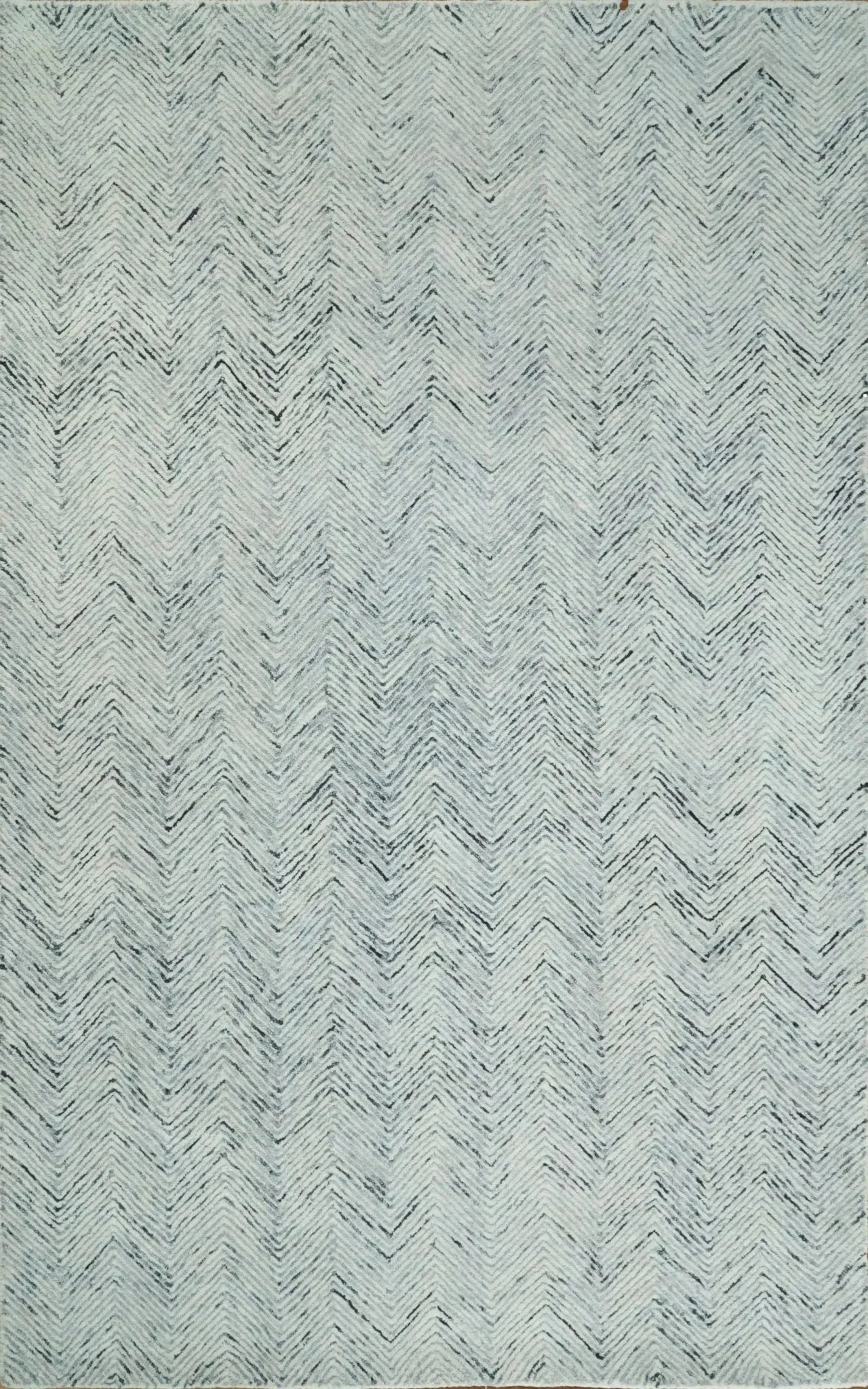 Modern Style Hand Tufted Blue and Ivory Area Rug