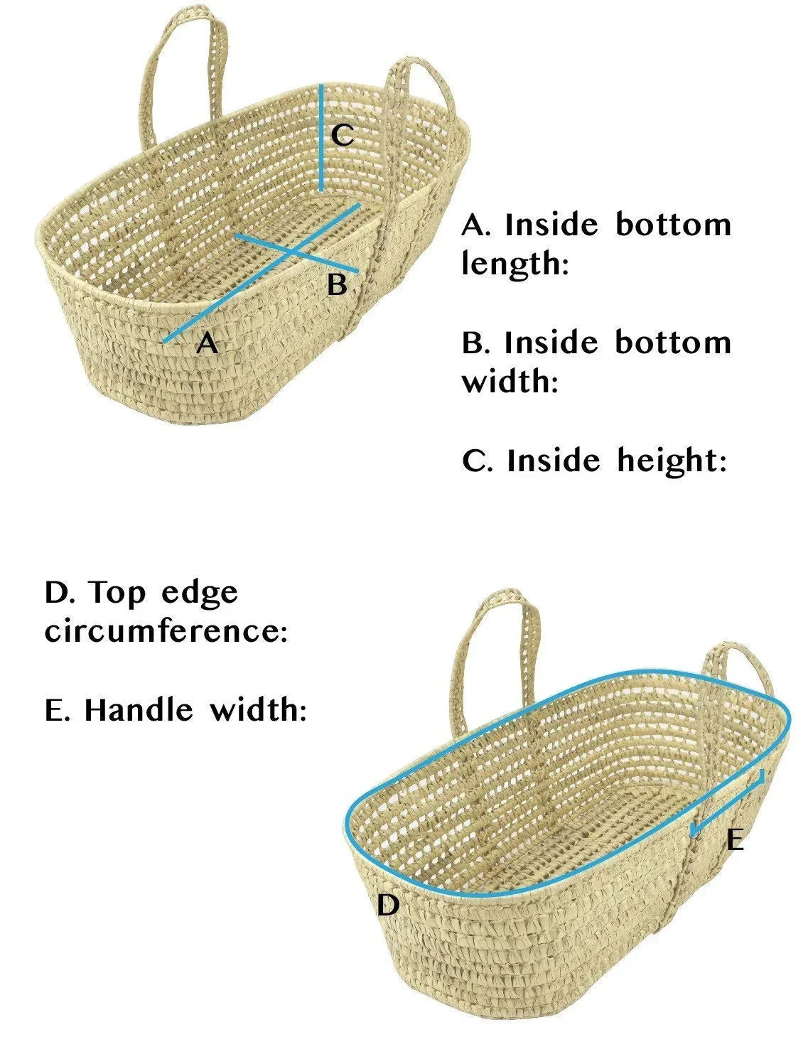 Modern Style Liner Cover ONLY for Palm Moses Basket - Custom Made