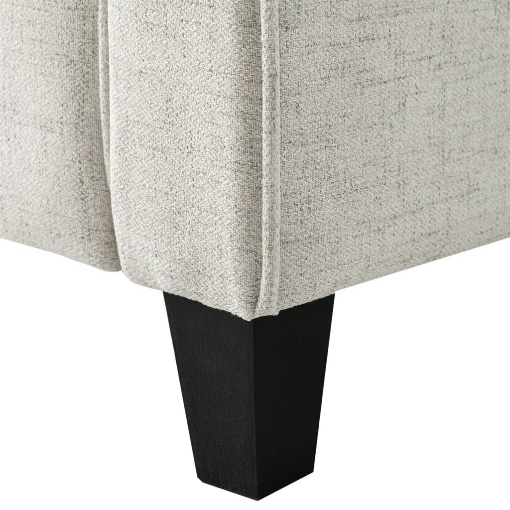 Modern Upholstered Loveseat Sofa in Cream Microfiber with Button Tufted Cushions