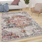 Modern Vintage Rug Oriental Look Abstract Beige Grey Orange RugYourHome