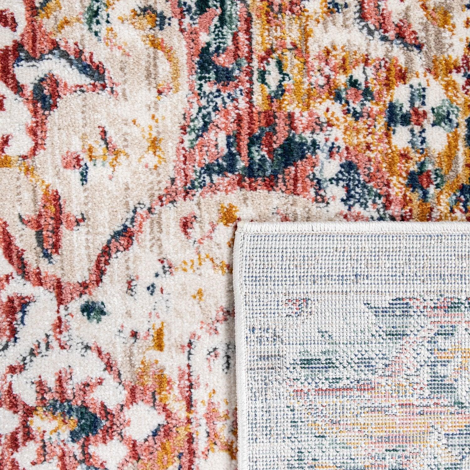 Modern Vintage Rug Oriental Look Abstract Beige Grey Orange RugYourHome