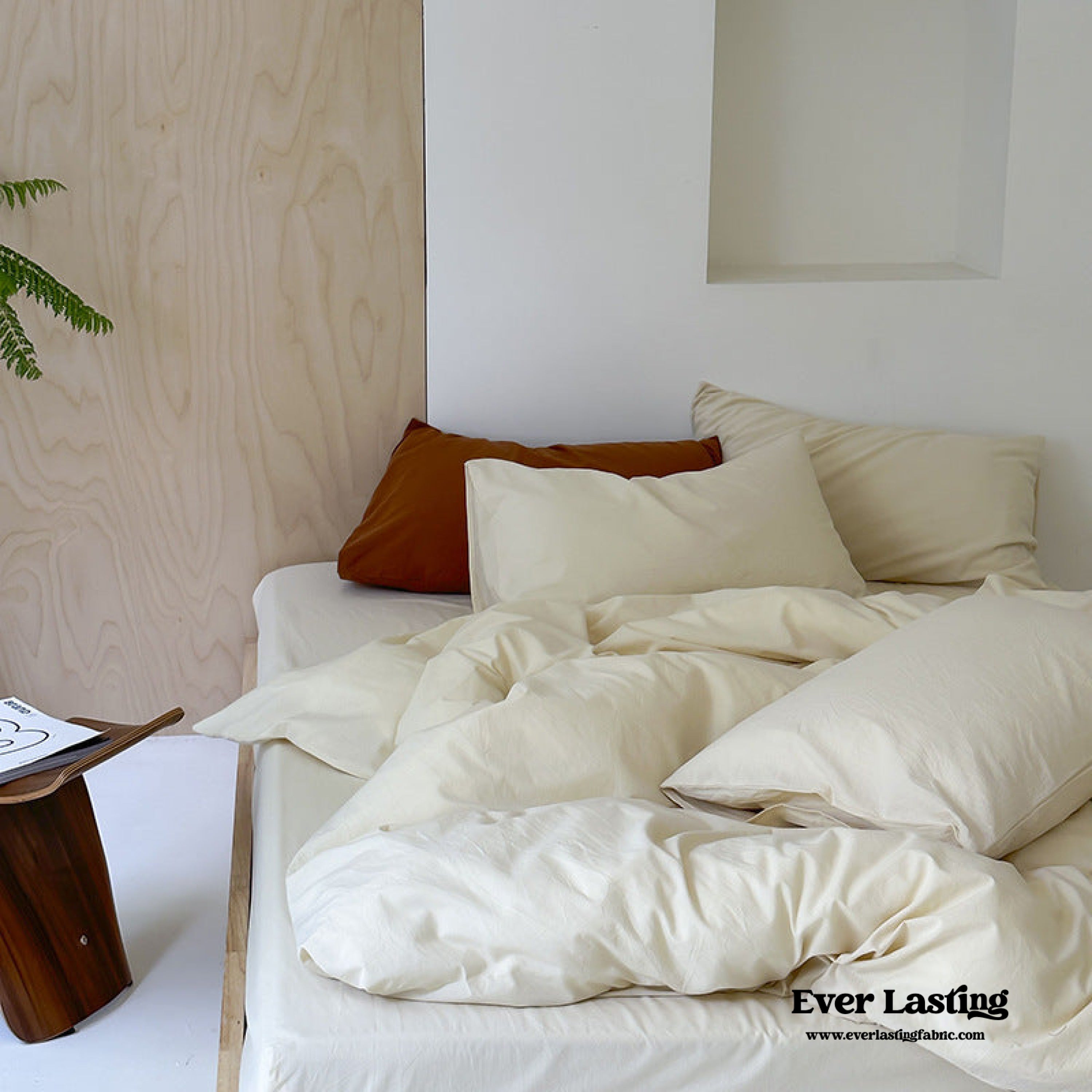 Modern Washed Cotton Bedding Set / Black Ever Lasting
