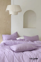 Modern Washed Cotton Bedding Set / Black Ever Lasting