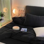 Modern Washed Cotton Bedding Set / Black Ever Lasting