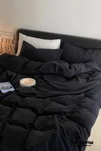 Modern Washed Cotton Bedding Set / Black Ever Lasting