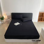 Modern Washed Cotton Bedding Set / Black Ever Lasting