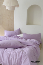 Modern Washed Cotton Bedding Set / Black Ever Lasting