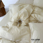 Modern Washed Cotton Bedding Set / Black Ever Lasting