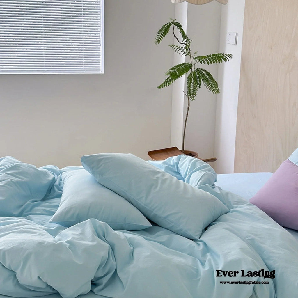 Modern Washed Cotton Bedding Set / Black Ever Lasting