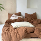 Modern Washed Cotton Bedding Set / Black Ever Lasting