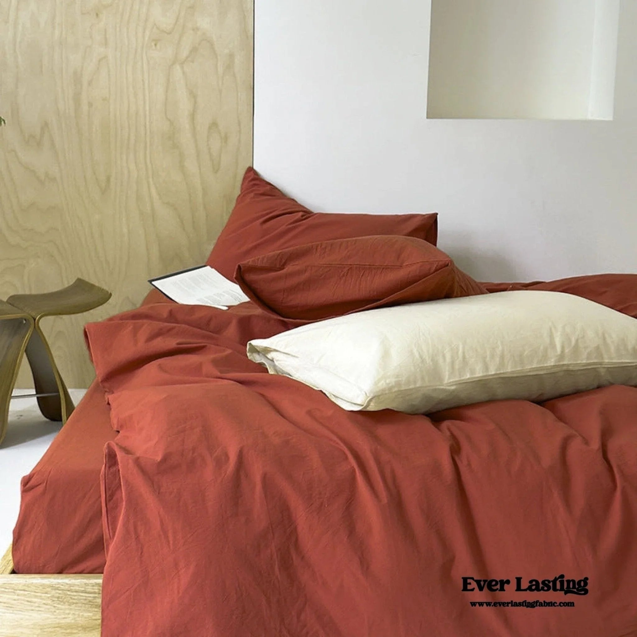 Modern Washed Cotton Bedding Set / Black Ever Lasting