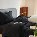 Modern Washed Cotton Bedding Set / Black Ever Lasting
