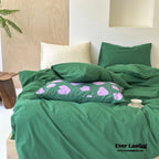 Modern Washed Cotton Bedding Set / Black Ever Lasting