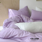 Modern Washed Cotton Bedding Set / Black Ever Lasting