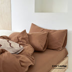 Modern Washed Cotton Bedding Set / Black Ever Lasting
