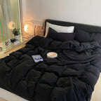 Modern Washed Cotton Bedding Set / Black Ever Lasting