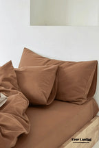 Modern Washed Cotton Bedding Set / Black Ever Lasting