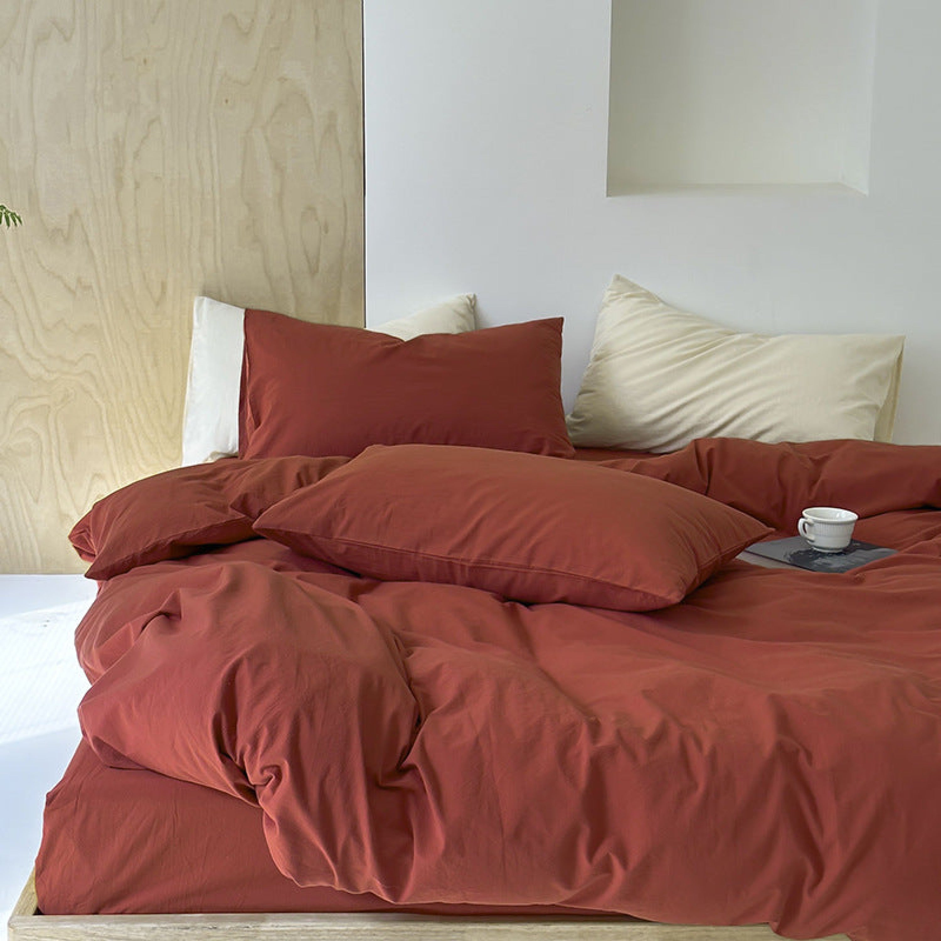 Modern Washed Cotton Bedding Set / Black Ever Lasting