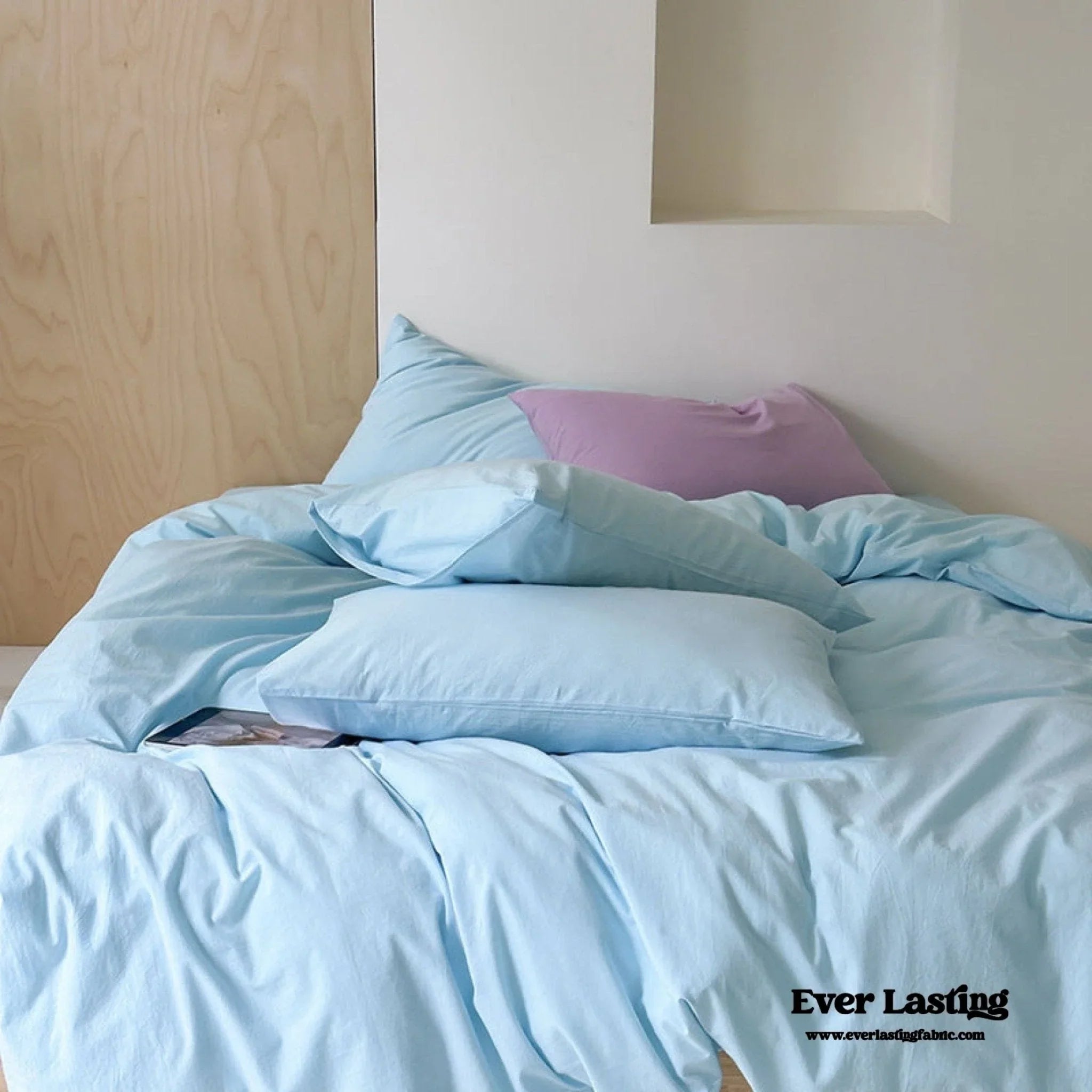Modern Washed Cotton Bedding Set / Blue Ever Lasting