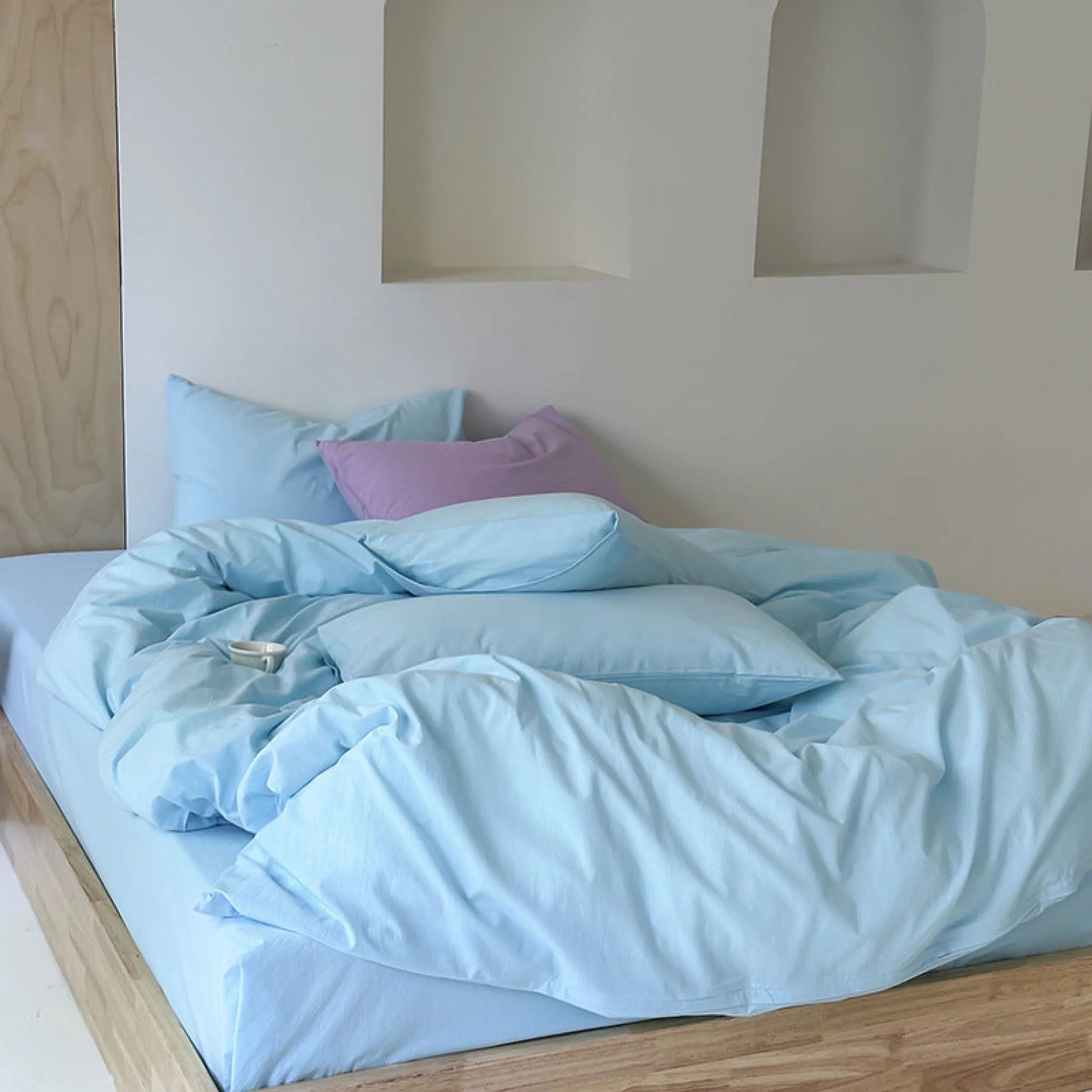 Modern Washed Cotton Bedding Set / Cream Yellow Ever Lasting