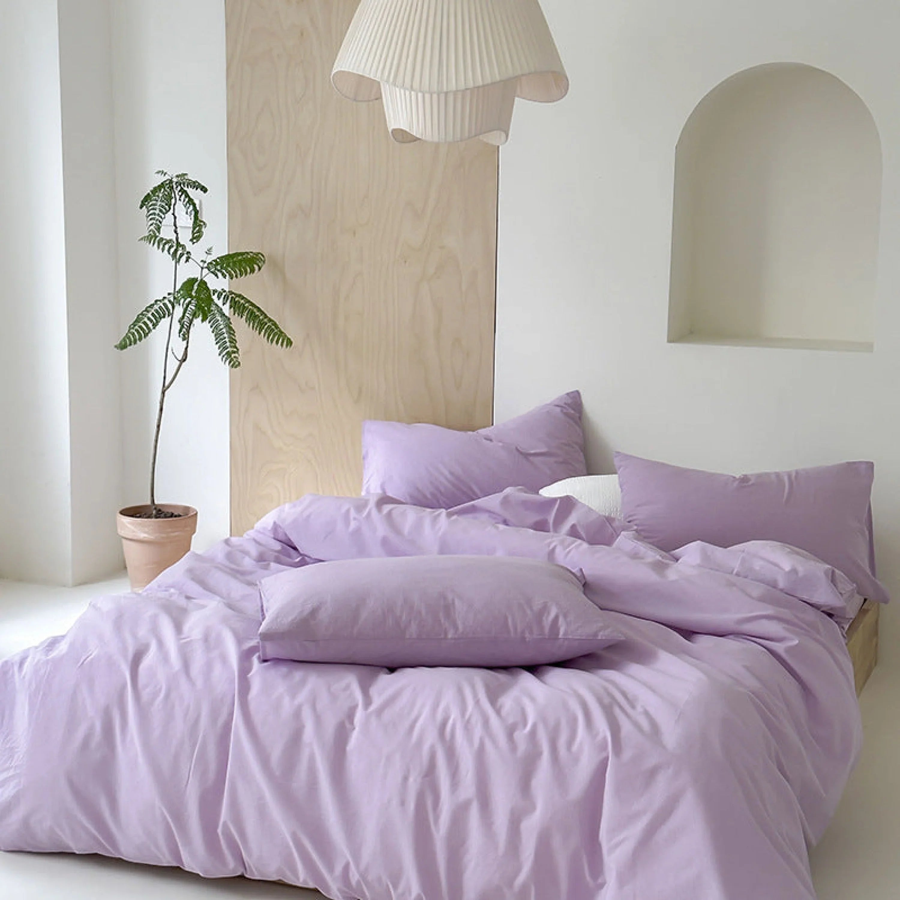 Modern Washed Cotton Bedding Set / Cream Yellow Ever Lasting