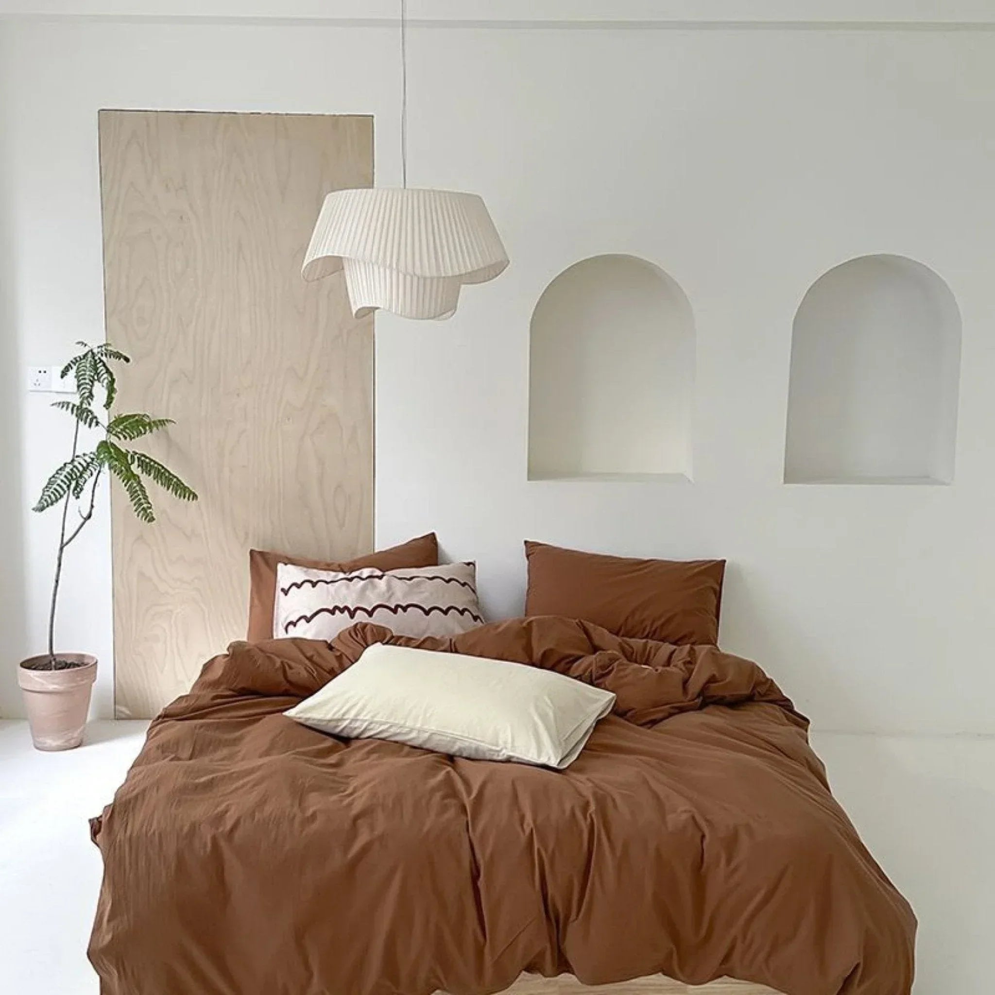 Modern Washed Cotton Bedding Set / Green Ever Lasting