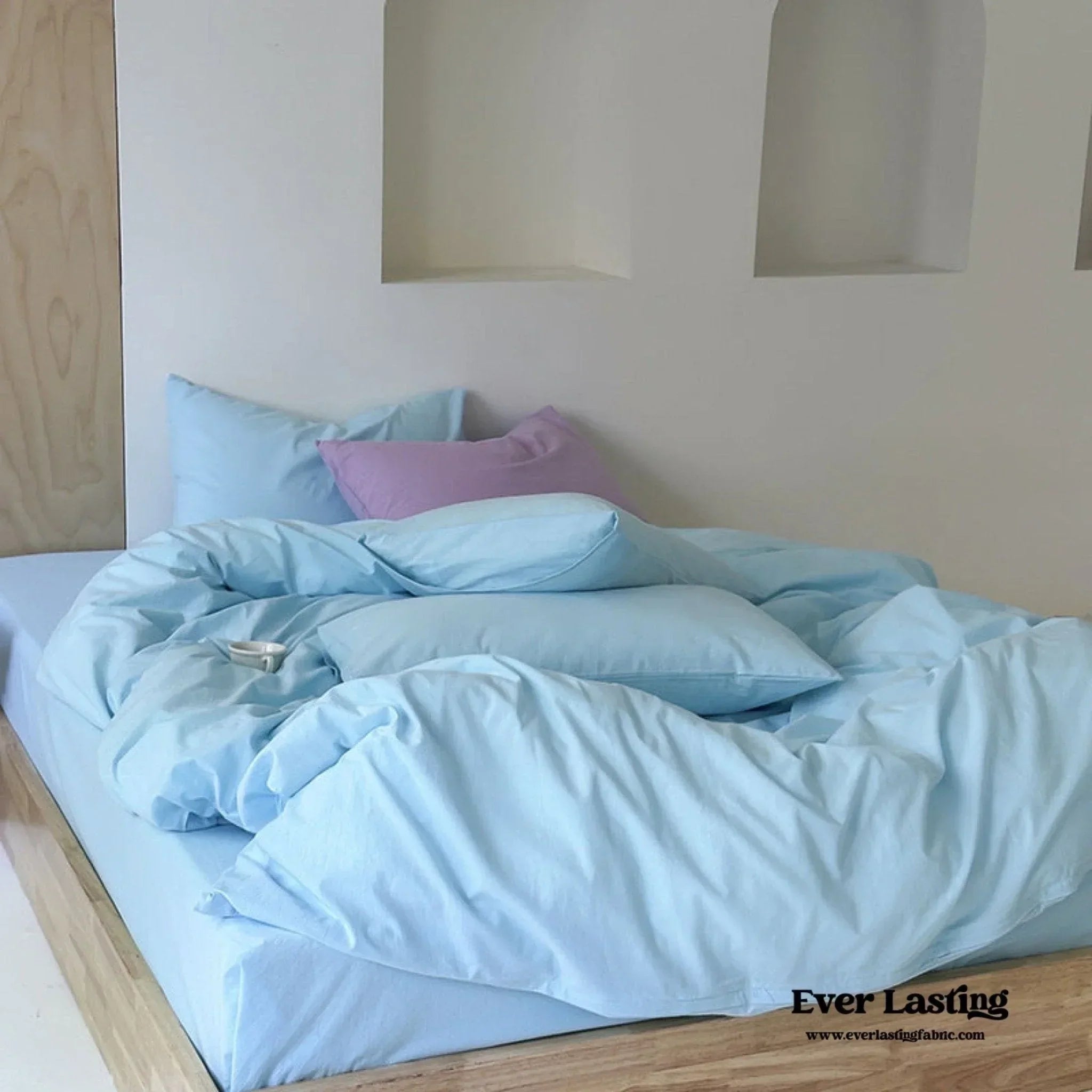 Modern Washed Cotton Bedding Set / Purple Ever Lasting