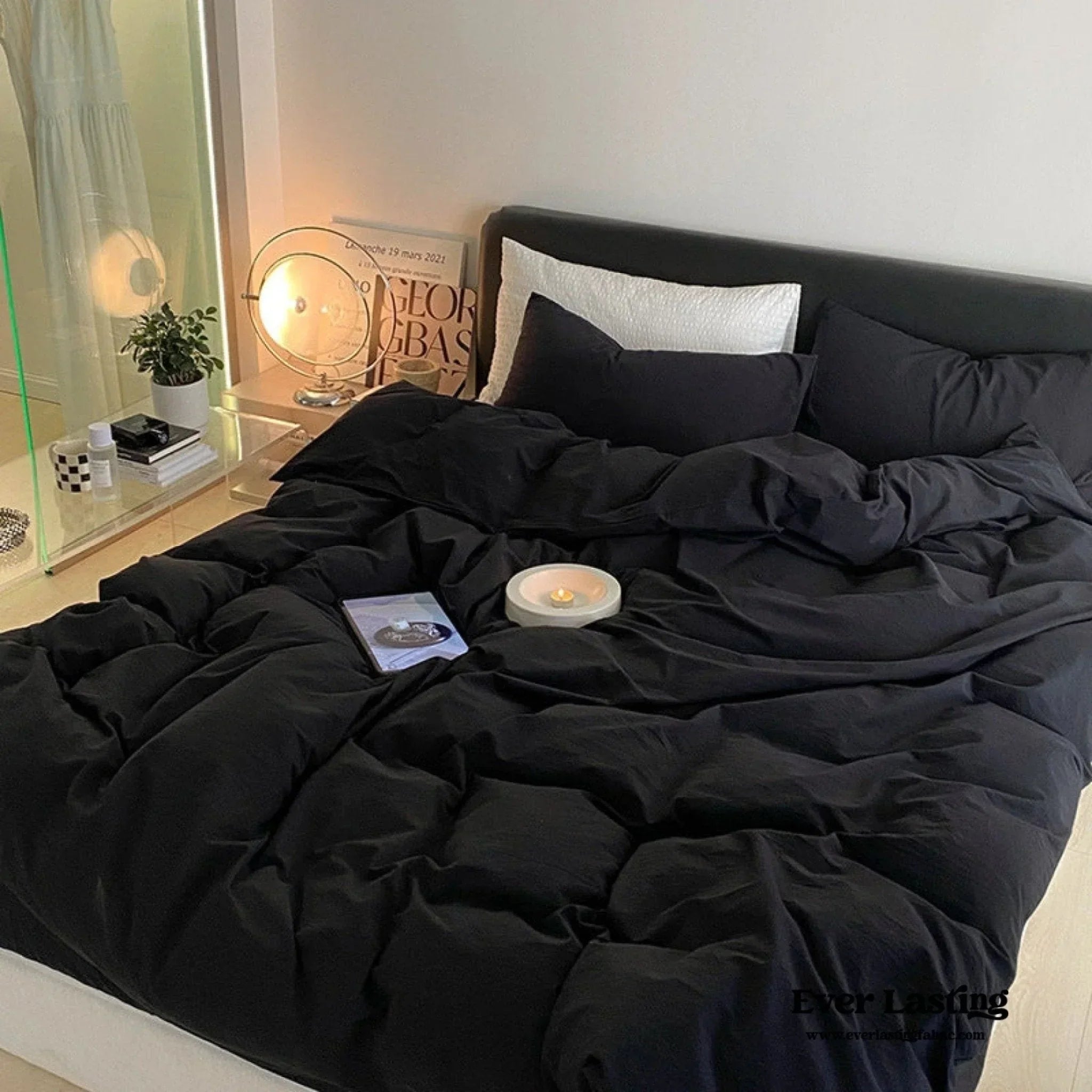 Modern Washed Cotton Bedding Set / Purple Ever Lasting