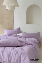 Modern Washed Cotton Bedding Set / Purple Ever Lasting