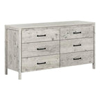 Modern Washed Pine 6 Drawer Double Dresser