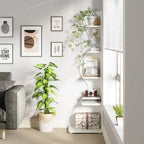 Modern Whimsical 5 Shelf Corner Bookcase Stand White Wood Finish