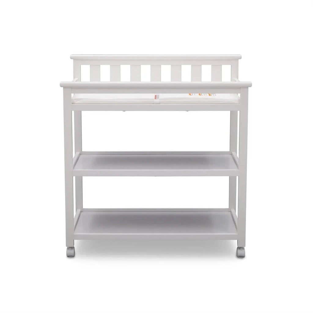 Modern White Baby's First 2 Shelf Changing Table with Wheels