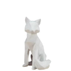 Modern White Geometric Fox Statue - House Of Avana