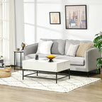 Modern White Lift Top Coffee Table w/ Hidden Storage Black Metal Legs