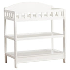 Modern White Wooden Baby Changing Table with Safety Rail Pad and Strap