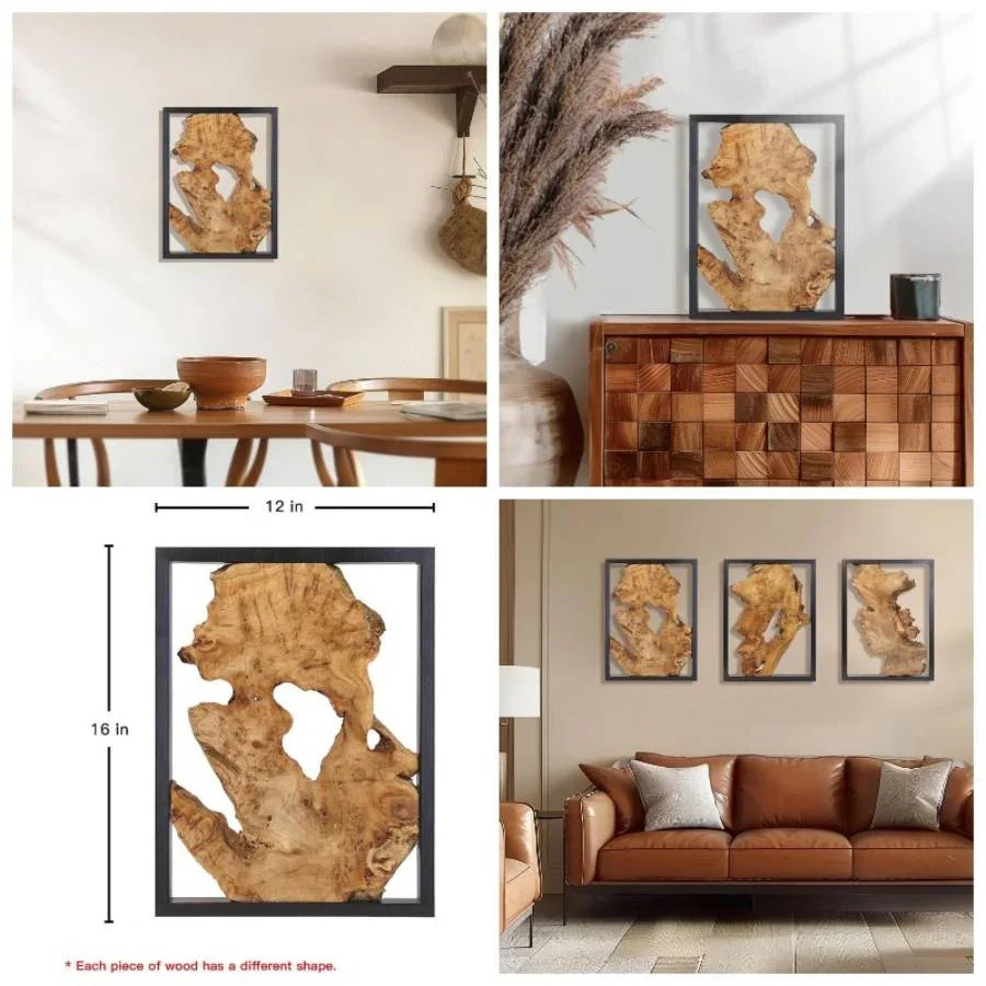 Natural wood wall decor, handcrafted rustic wooden panel, 16''x12'' - House of Avana