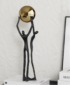 Golden Ball Weightlifter Figures Statue Desk Decoration Ornaments Abstract Character Metal Sculpture Room Aesthetic Decor - House Of Avana