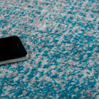 Abstract Area Rug Splash with Used Look in Turquiose Cream RugYourHome