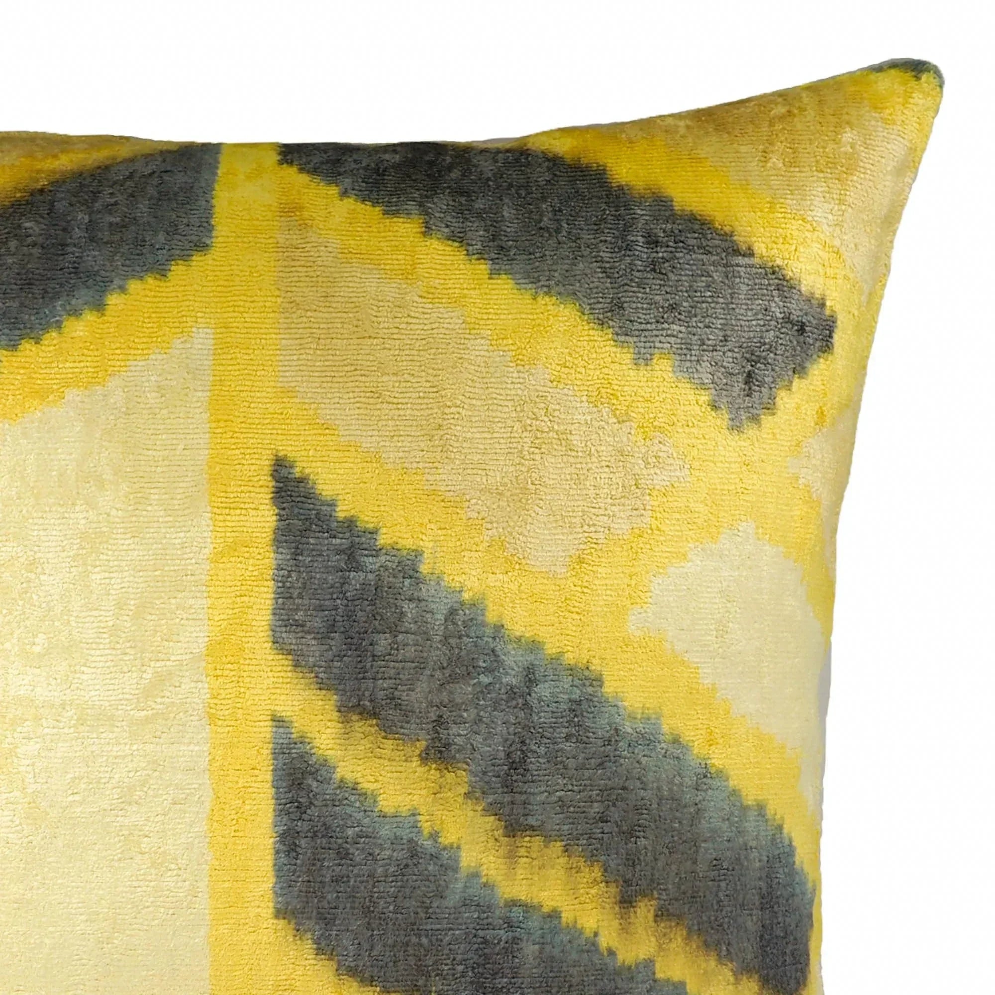 Mohawk Silk Velvet Ikat Throw Pillow Cover X 20, side view - House Of Avana