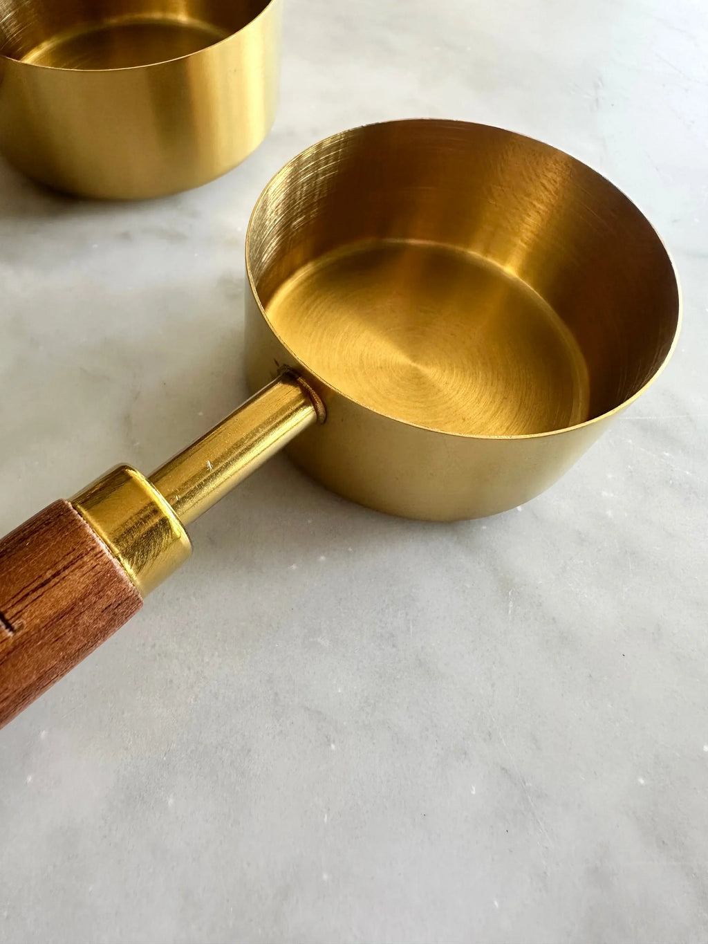 Acacia Wood and Gold Measuring Cups, Set of 8, close-up view - House Of Avana