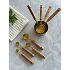 Acacia Wood and Gold Measuring Cups, Set of 8, texture detail - House Of Avana