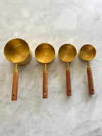 Acacia Wood and Gold Measuring Cups, Set of 8, back view - House Of Avana