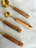 Acacia Wood and Gold Measuring Cups, Set of 8, detail shot - House Of Avana