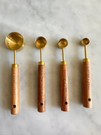 Acacia Wood and Gold Measuring Cups, Set of 8, top view - House Of Avana