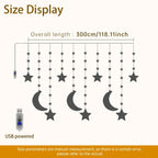 1pc Moon & Star LED String Lights - 9.84ft/300cm USB-Powered Warm White & Golden Glow with 8 Modes, Crescent Moon & Star Shapes for Ramadan, Eid, Weddings, Parties, /Outdoor Fairy Lights (Low Voltage, Plug-in via USB) House Of Avana